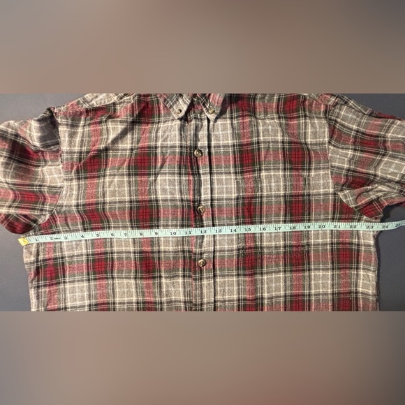 Plaid Flannel Shirt - Red and Gray Size Large Grunge Cold Weather SKU 23 - Picture 4 of 6
